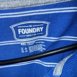 The Foundry Supply Co. Blue and White Striped Polo